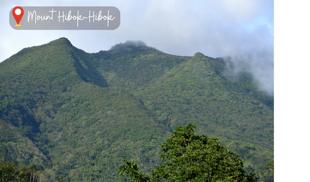 The image shows Mt. Hibok-Hibok, an active volcano on Camiguin Island, Philippines. The towering mountain is covered in lush green vegetation, with trails snaking up its slopes. The peak of the volcano is shrouded in clouds, creating a dramatic and awe-inspiring view. In the foreground, a river runs through the verdant landscape, adding to the beauty of the scene. It's a breathtaking view that showcases the natural wonders of the Philippines. #MtHibokHibok #CamiguinIsland #Philippines #ActiveVolcano #Nature #Landscape #Hiking #Trekking #Adventure #TravelPH